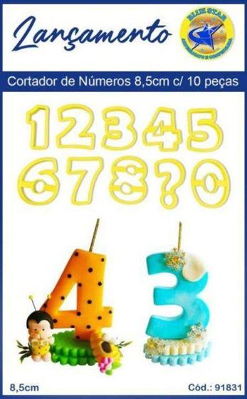 Imagem de Cortador BlueStar Formato Números Grandes Altura 8,5 cm 10 Peças - Blue Star