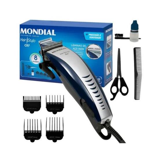Cortador De Cabelos Mondial Hair Stylo Cr7 Azul/prata 127v Menor preço em Cortador De Cabelos Mondial Hair Stylo Cr7 Azul/prata 127v