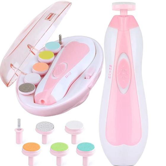 Imagem de Cortador de Unhas Elétrico para Bebê Kit com Estojos Coloridos