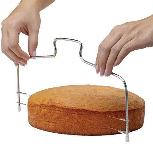 Imagem de Cortador fatiador de bolo de inox - você define a altura do corte  31,5 x 15 cm