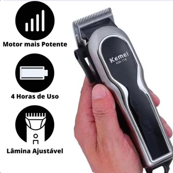 Imagem de Cortador Kemei Km-119 Profissional Sem Fio Para Cabelo