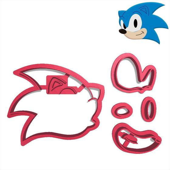 Imagem de Cortador Modular Sonic Game Infantil Cabeça Animal Ouriço 8cm