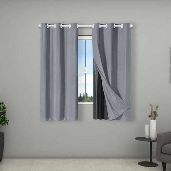 Imagem de Cortina 100% Blackout com Tecido 2,70m x 1,60m Sala Janela Quarto Moderna Blecaute Corta Luz