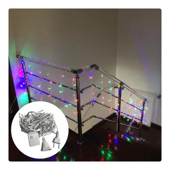 Imagem de Cortina 120 Led Fosco C/Fio Branco Decoração Enfeite 4x0,6m