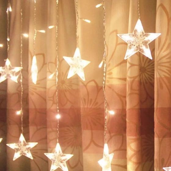 Imagem de Cortina 224 Leds Warm Com Estrela Na Ponta