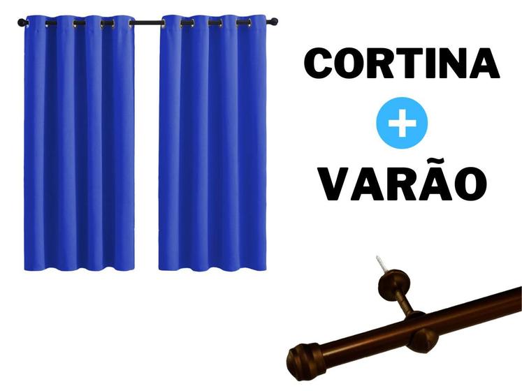 Imagem de Cortina 2,60m x 1,40m Para Quarto Com Varão Incluso Kit Completo Oxford