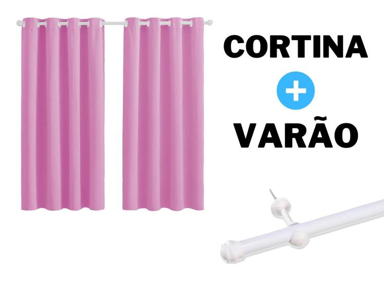 Imagem de Cortina 2,60m x 1,40m Para Quarto Com Varão Incluso Kit Completo Oxford