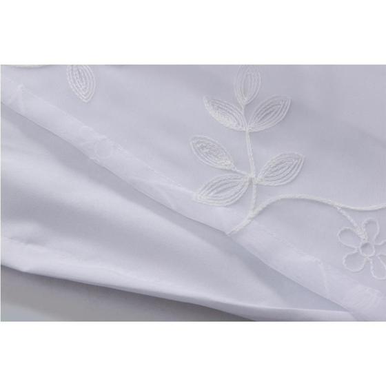 Imagem de Cortina 270x180cm Voil Bordada Dupla Folhas Branco/Branco Jolitex