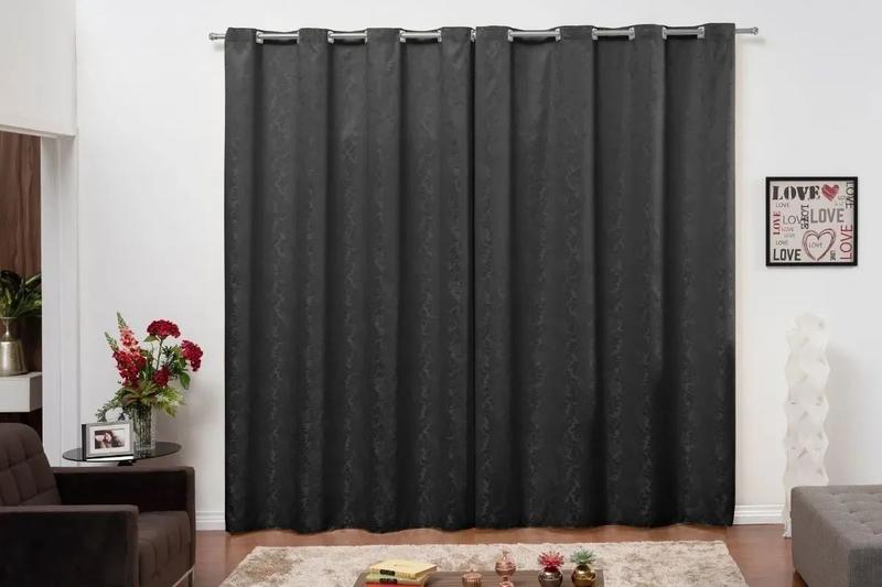 Imagem de Cortina 5.00m X 2.80m Jacquard Ilhos Croma Preto