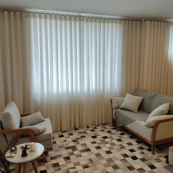 Imagem de Cortina Alto Padrão Gaze Linho Forrada Com Forro Microfibra 10,00x2,60