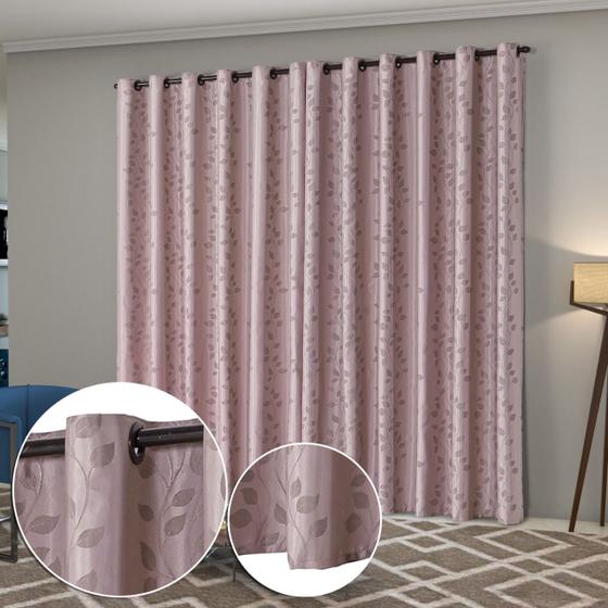 Imagem de Cortina Atena 3m x 2,80m Jacquard Semi Blackout Rosê