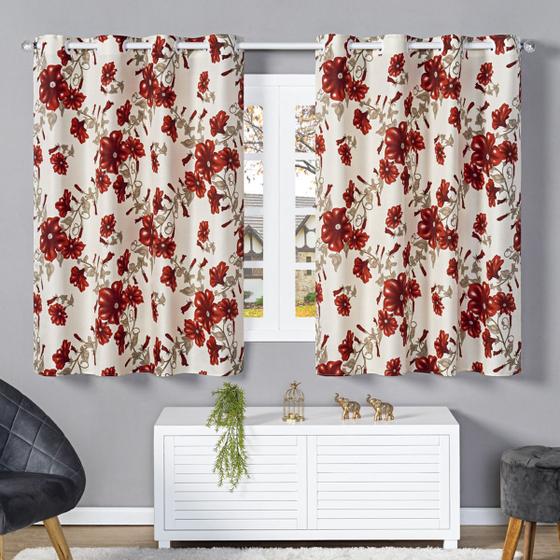 Imagem de Cortina baggio 2,80x1,70m cor floral vermelho