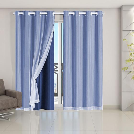 Imagem de Cortina Blackout 100% PVC com Tecido Voil Liso 2,80m x 2,30m