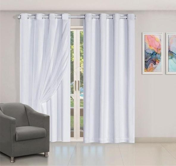 Imagem de Cortina Blackout 2,80 x 2,30 Quarto Casal Voil Tecido PVC