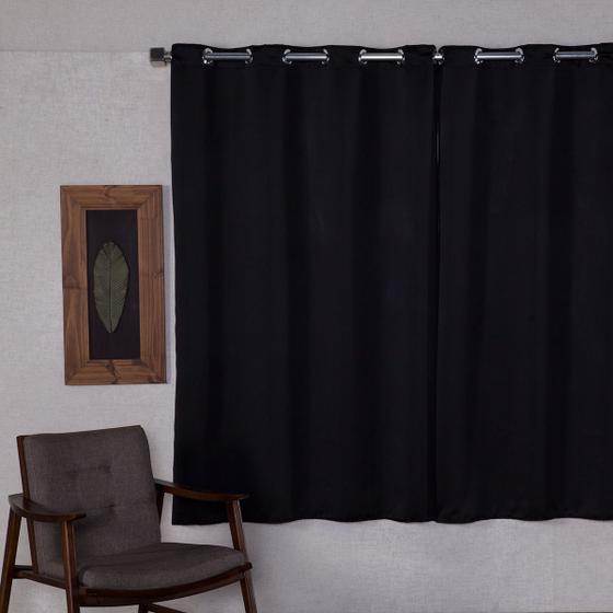 Imagem de Cortina Blackout 2,80m x 1,80m Preto em Tecido Sala e Quarto