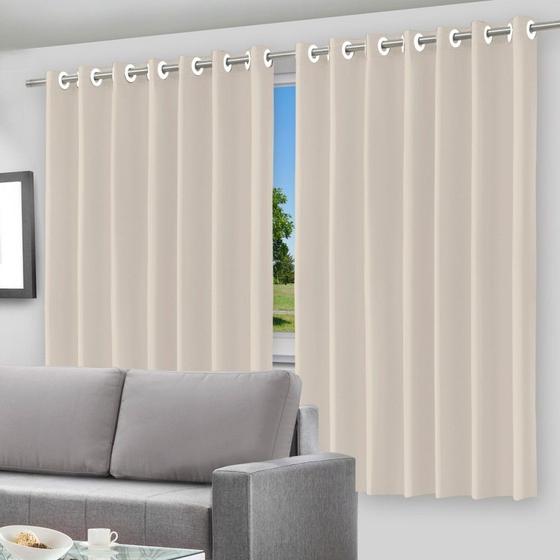 Imagem de Cortina Blackout Bege 280cm x 180cm - Bloqueio Total de Luz, Conforto e Privacidade