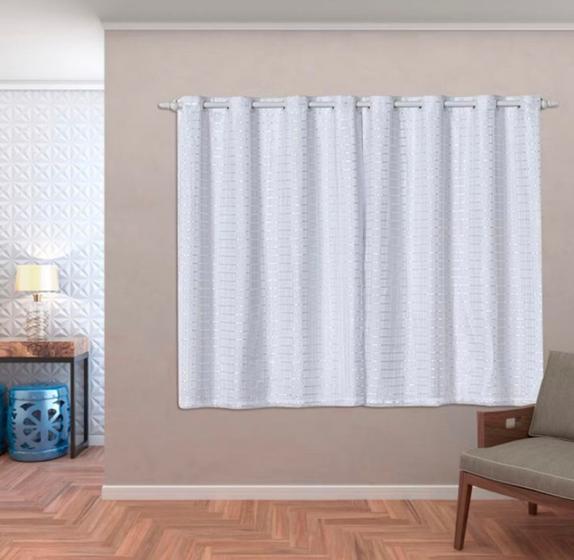 Imagem de Cortina Blackout Blecaute Pvc Com Tecido Voil Xadrez 2,80M X 1,80 M