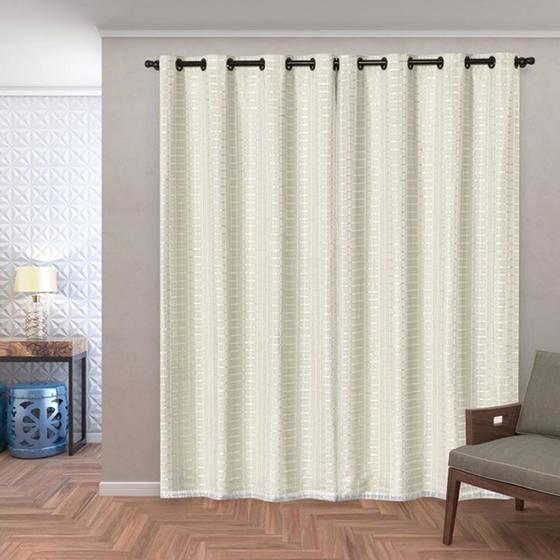 Imagem de Cortina Blackout Blecaute PVC com Tecido Voil Xadrez 2,80m x 2,30m BEGE