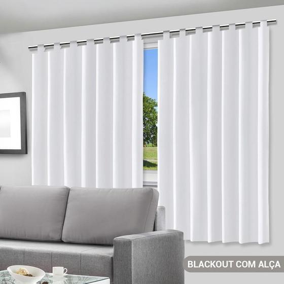 Imagem de Cortina Blackout Branca - 200X200Cm - Com Alça Para Varão