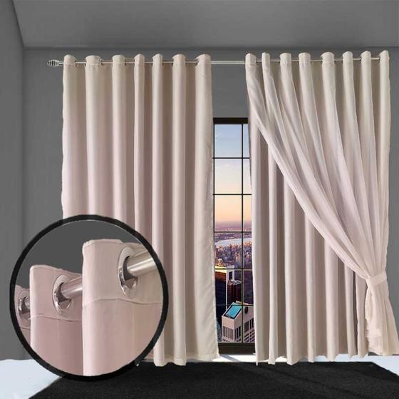 Imagem de cortina blackout Bruna corta luz 5,00 x 2,90 ilhios bege