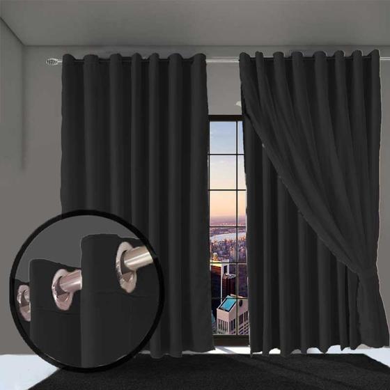 Imagem de cortina blackout Bruna em tecido blackout 5,50 x 2,50 preto