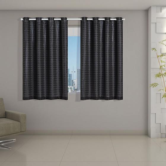 Imagem de Cortina Blackout Cinza Voil Xadrez 2,8 x 1,6 Sala Quarto