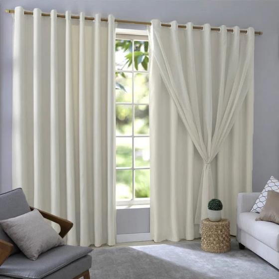 Cortina Blackout com Voil para sala ou quarto 100% corta luz Menor preço em Cortina Blackout com Voil para sala ou quarto 100% corta luz