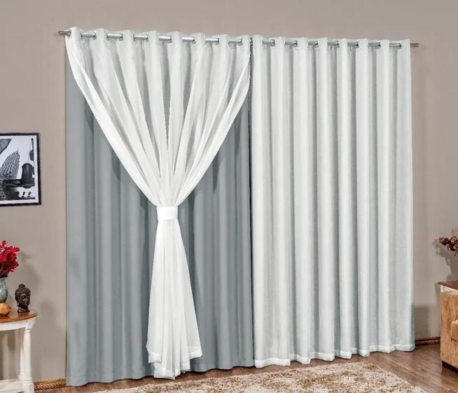 Cortina Blackout Com Voil/voal 4.00mts X 2,80mts Para Quarto e Sala Menor preço em Cortina Blackout Com Voil/voal 4.00mts X 2,80mts Para Quarto e Sala
