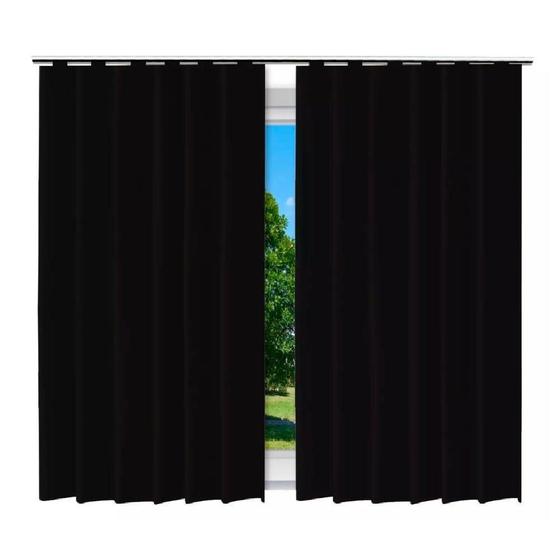 Imagem de Cortina Blackout Corta Luz Preto 280X250Cm Com Ilhós Pvc