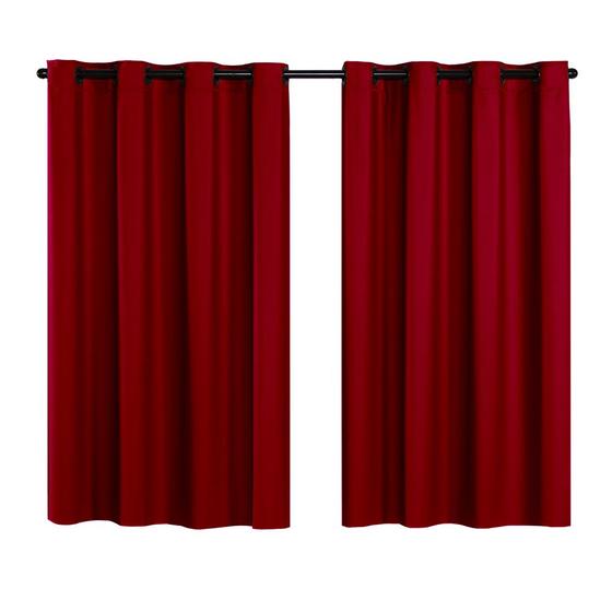 Imagem de Cortina Blackout de PVC 2,00m x 1,30m Vermelho para Varão Simples