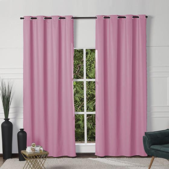 Imagem de Cortina Blackout de PVC 2,80m x 2,30m Rosa para Varão Simples