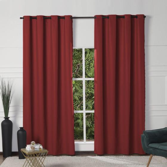 Imagem de Cortina Blackout de PVC 2,80m x 2,30m Vermelho para Varão Simples