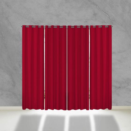 Imagem de Cortina Blackout de PVC 5,60m x 2,50m Vermelho para Varão Simples