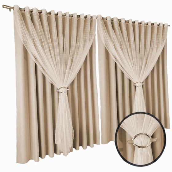 Imagem de cortina blackout Fiori corta luz 8,00 x 2,40 c/voal preto