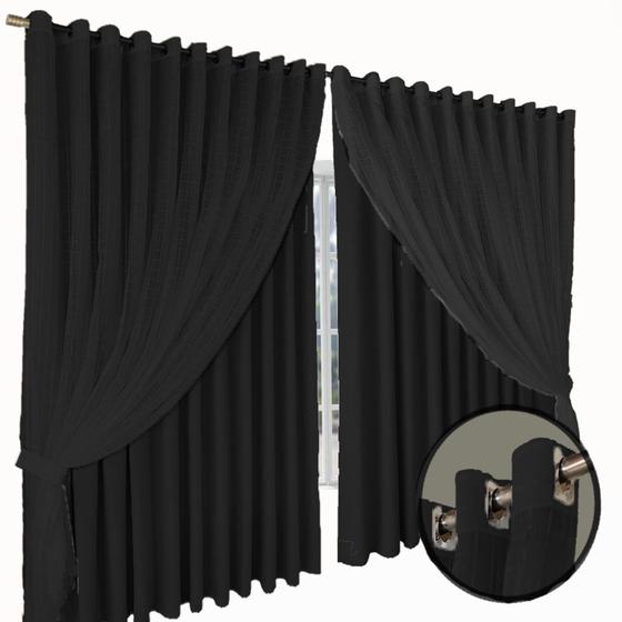 Imagem de cortina blackout Jade corta luz 6,40 x 2,30 quarto preto