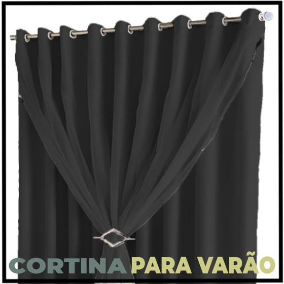 Imagem de cortina blackout Lisboa corta luz 6,00 x 2,40 c/voal preto