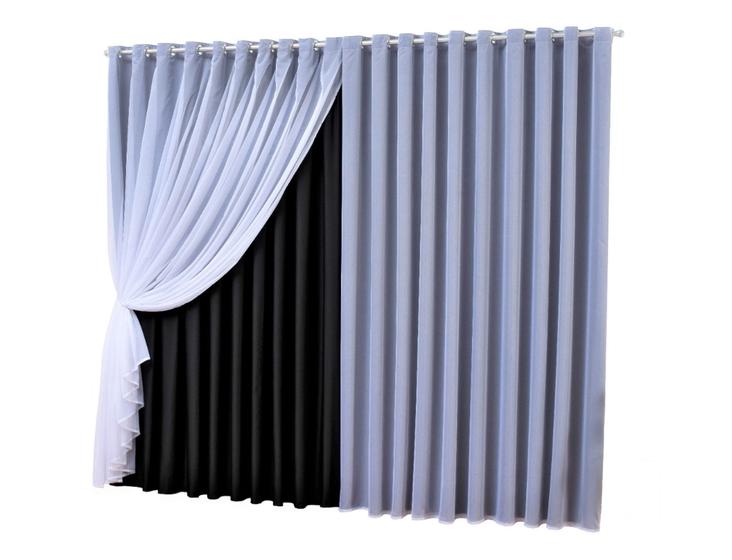 Imagem de Cortina blackout moscou 2,60 x 1,80 sala quarto bloqueia 90% preço baixo Preto