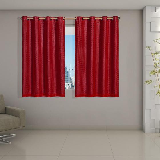 Imagem de Cortina Blackout Pata Com Voil Xadrez 2,0 M X 1,4 M Vermelho