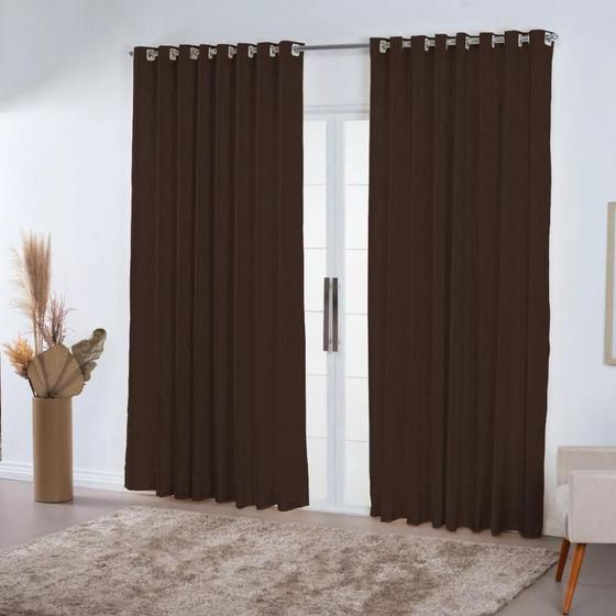 Imagem de  Cortina Blackout Preto com ilhos bloqueia luz e sol - 2,80x2,80cm