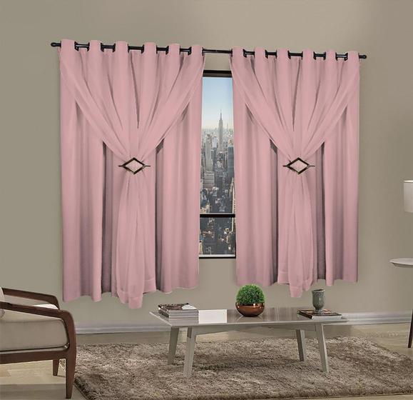 Imagem de Cortina Blackout Pvc 2,00x140 Com Tecido Voil Corta Luz 100% Sala e Quarto
