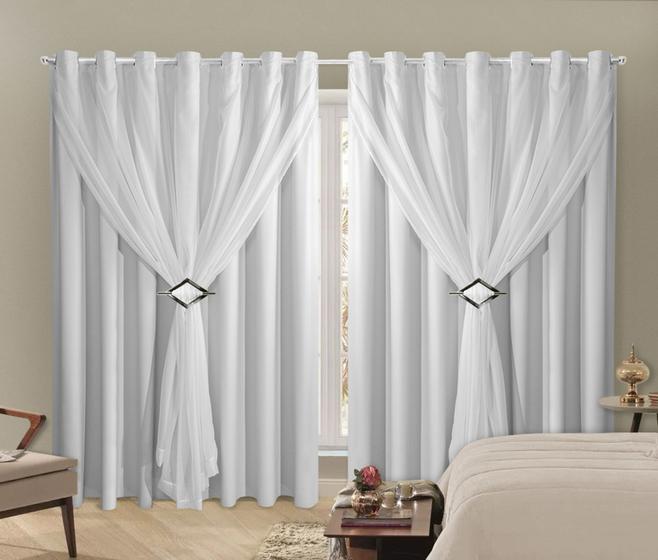 Imagem de Cortina Blackout Pvc 4,00x2,70 Com Tecido Voil Sala e Quarto