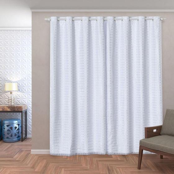 Cortina Blackout PVC c/ Tecido Voil Xadrez 2,8 x 2,3 Branco - Eddi Casa Menor preço em Cortina Blackout PVC c/ Tecido Voil Xadrez 2,8 x 2,3 Branco - Eddi Casa