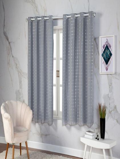 Imagem de Cortina Blackout Pvc Colorido Voil Xadrez 2,80x1,60 Metros