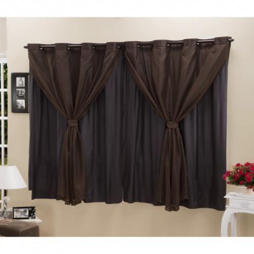 Imagem de Cortina Blackout Pvc Com Tecido Voil 2,00 M X 1,40 M Tabaco