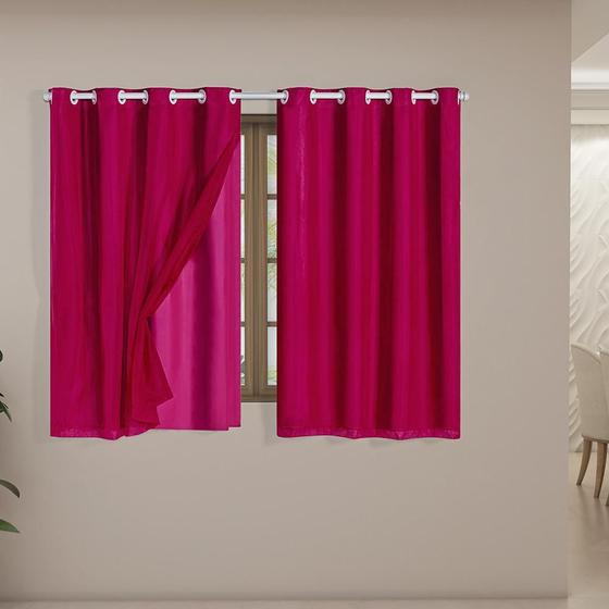 Imagem de Cortina Blackout Pvc Com Tecido Voil 2,80 M X 1,60 M Pink