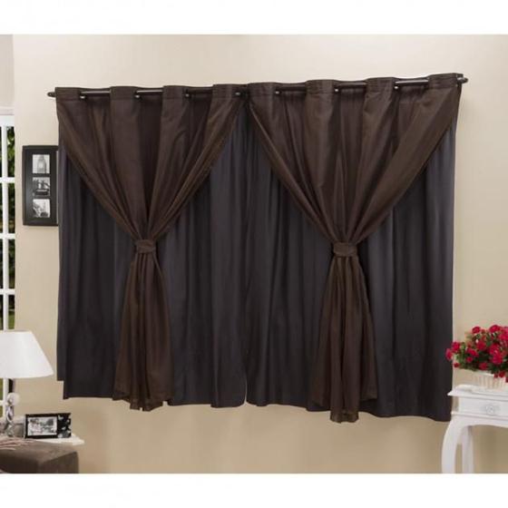 Imagem de Cortina Blackout Pvc Com Tecido Voil 2,80 M X 1,60 M Tabaco