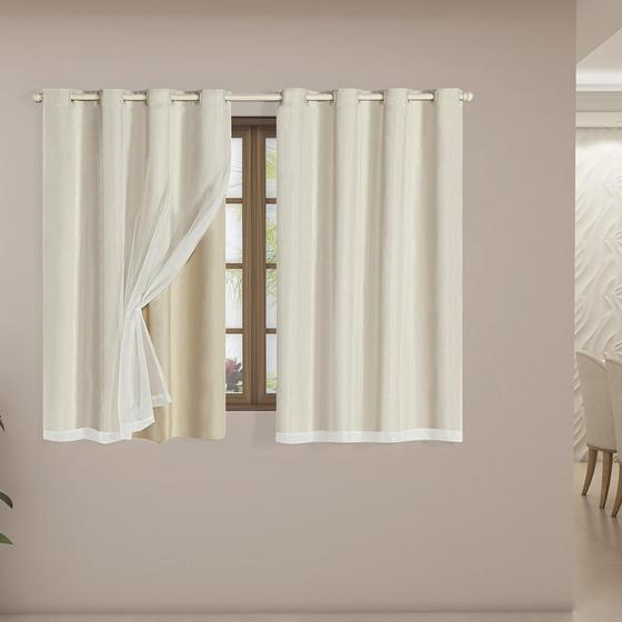 Imagem de Cortina Blackout Pvc Com Tecido Voil 2,80 M X 1,80 M - Bege