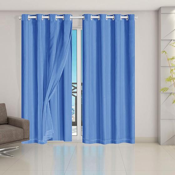 Imagem de Cortina Blackout PVC com Tecido Voil 2,80 m x 2,30 m - Azul