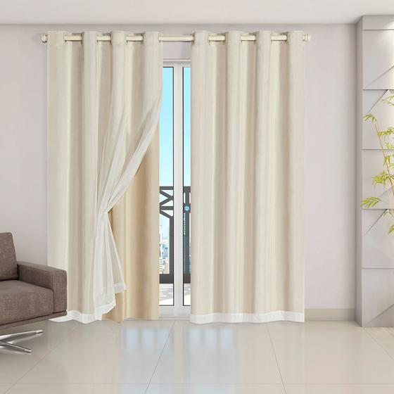 Imagem de Cortina Blackout PVC com Tecido Voil 2,80 m x 2,30 m Bege