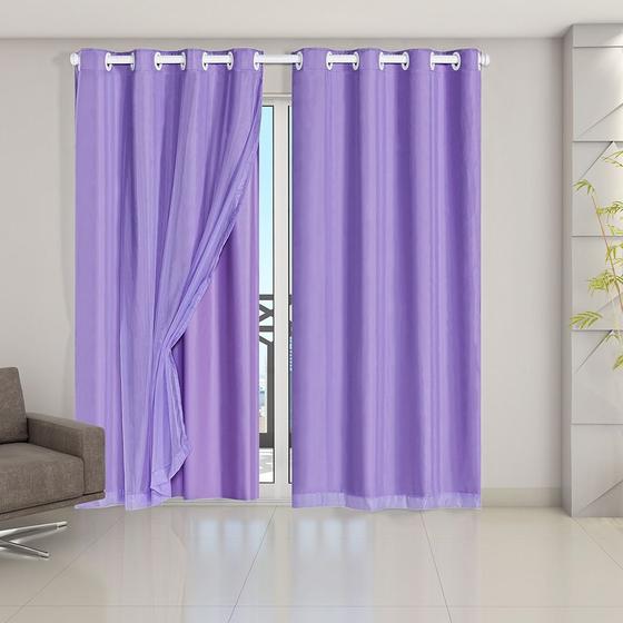 Imagem de Cortina Blackout PVC com Tecido Voil 2,80 m x 2,30 m - Lilás